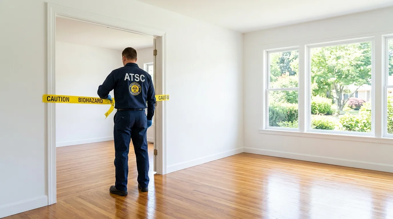 Certified biohazard cleanup crew performing Trauma Scene Cleanup in Graham